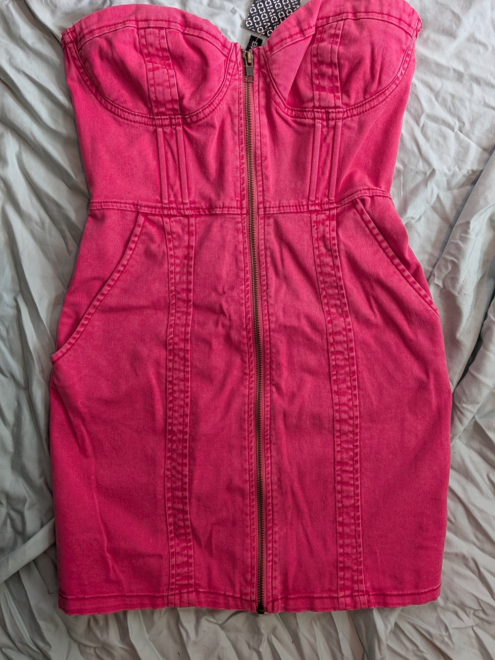 NWT H&M Strapless Denim Zip-Front Corset Dress